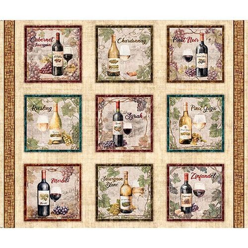 Cork & Barrel By Quilting Treasures – Cream Wine Bottle Panel #31166-X