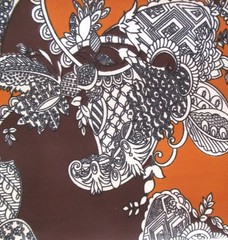 FABRIC Vintage 70s Brown Orange floral one way stretch fabric 124cm wide x 2.9me