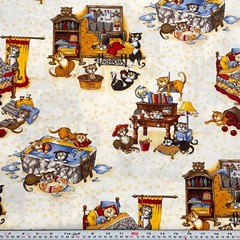 Cat’s Meow RJR Fabrics 2007 Cotton Fabric by the HALF YARD 18″ x 44″