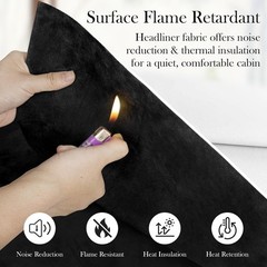 Luxurious Black Suede Headliner Fabric 96″ L x 60″ W for Elegant Car Interiors