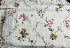 VTG Red Orange & Tan Florals on White DIMITY Embroidered Raised Threads BTFQ