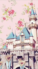 Magic Kingdom Castle and Flowers Collage 6×10 Quilters and Craft Fabric Block