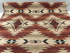 1+ yd Tribal Southwestern Geometric Low Pile Chenille Upholstery Fabric Tan Rust