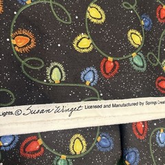 4.5 Yds + Extras Snowman Strung Lights Christmas Fabric Material Susan Winget