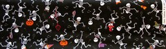 Halloween Skeleton Bones in Costumes Black Cotton Fabric Traditions By The Yard