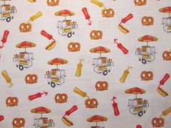 Hot Dogs Pretzels Hot Dog Cart Snacks Food Cotton Fabric FQ