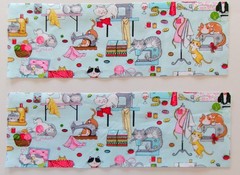 Cotton Fabric Pic C -Comic Cats in Sewing Room-2 pieces ea -3 7/8″ H x 11 7/8″ W