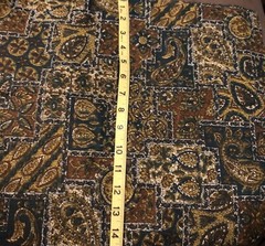 VTG 60 MCM Paisley Tiles Cheater Quilt Shades of Green Blue White Gold BTHY