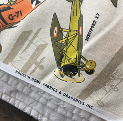 House N Home Fabric & Draperies Vintage Airplane Curtain Fabric Approx 1.25 Yd