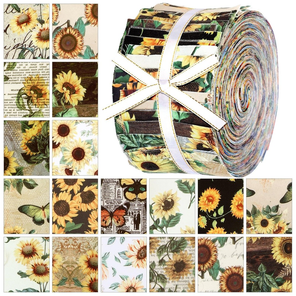 Hosuly 40 Pcs Sunflower Fabric Fall Jelly Fabric for Quilting Patchwork Roll …