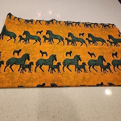 Jungle Party Zebras Gold Green 100% Cotton Fabric From Tanzania 132×40″
