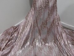 Blush pink sequins Embroidery Lace Fabric 50” Width Sold By The Yard