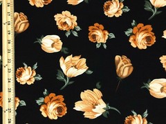 Liverpool Fabric-Black Brown Green Roses-LVPR331-Sold by the Yard